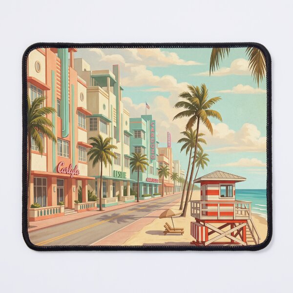 Item preview, Miami Florida Vintage Travel Art – South Beach, Ocean Drive & Art Deco designed and sold by Bomax121.