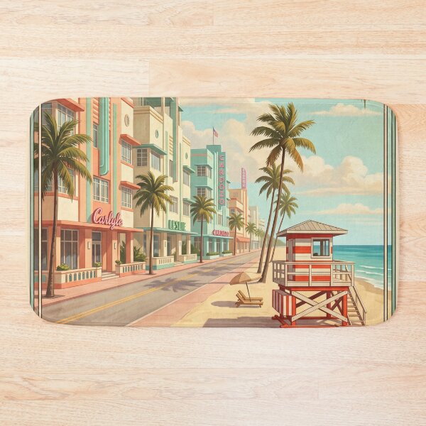 Item preview, Miami Florida Vintage Travel Art – South Beach, Ocean Drive & Art Deco designed and sold by Bomax121.