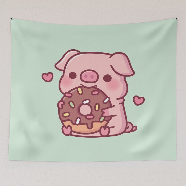 Item preview, Cute Pig Munching On Chocolate Donut With Sprinkles designed and sold by rustydoodle.