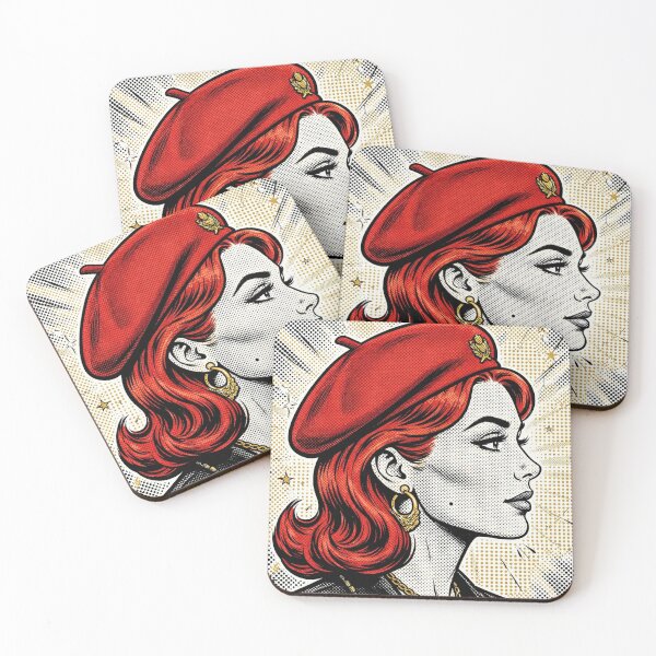 Item preview, Vintage Redhead Pop Art Girl in Red Beret | 60s Comic Pin Up Portrait designed and sold by MAISON SYLVIE.