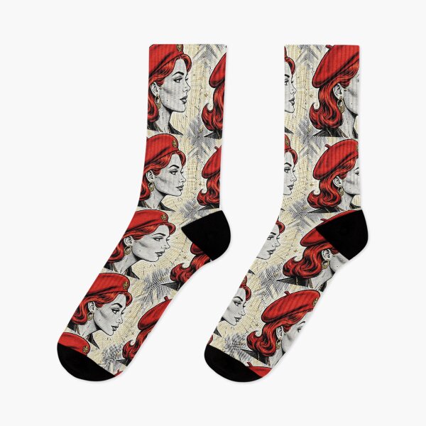 Item preview, Vintage Redhead Pop Art Girl in Red Beret | 60s Comic Pin Up Portrait designed and sold by MAISON SYLVIE.