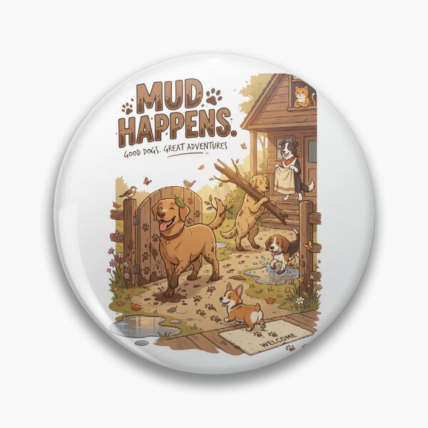 Item preview, Mud Happens | Funny Dog Lover Design | Outdoor Adventure Dog Illustration | Premium Pet Graphic designed and sold by SAJ Design Studio.
