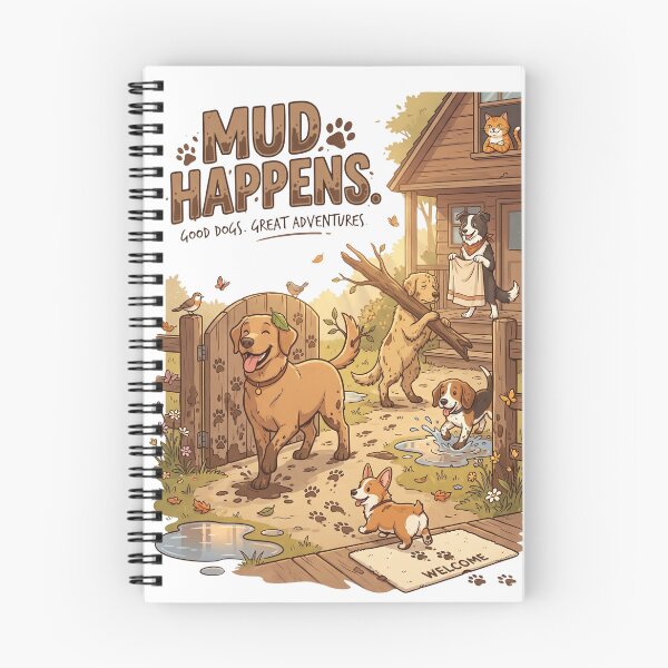 Item preview, Mud Happens | Funny Dog Lover Design | Outdoor Adventure Dog Illustration | Premium Pet Graphic designed and sold by SAJ Design Studio.
