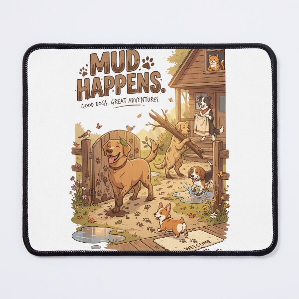 Item preview, Mud Happens | Funny Dog Lover Design | Outdoor Adventure Dog Illustration | Premium Pet Graphic designed and sold by SAJ Design Studio.