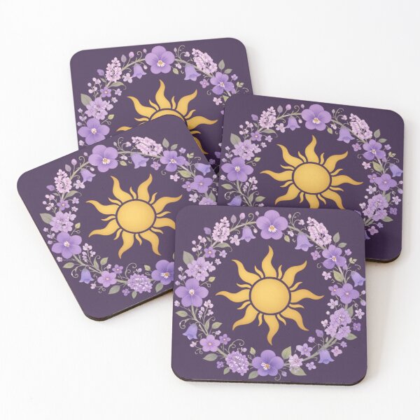Artikelvorschau, Goldener Sonnen- und lila Blumenkranz entworfen und verkauft von KomorebiFlora.