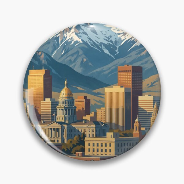 Item preview, Denver Colorado Vintage Travel Art – State Capitol & Rocky Mountains designed and sold by Bomax121.