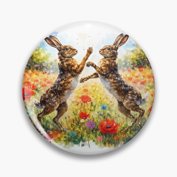 Item preview, Dancing Hares in Flower Field designed and sold by cuprum.