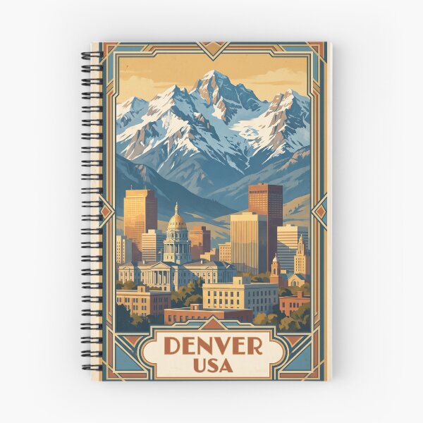 Item preview, Denver Colorado Vintage Travel Art – State Capitol & Rocky Mountains designed and sold by Bomax121.