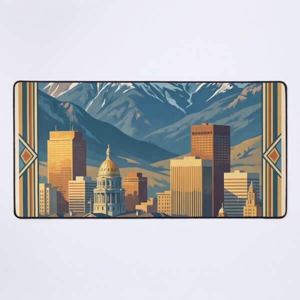 Item preview, Denver Colorado Vintage Travel Art – State Capitol & Rocky Mountains designed and sold by Bomax121.