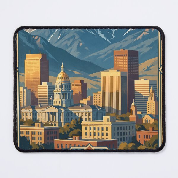 Item preview, Denver Colorado Vintage Travel Art – State Capitol & Rocky Mountains designed and sold by Bomax121.