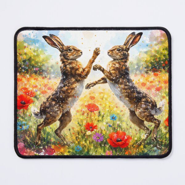 Item preview, Dancing Hares in Flower Field designed and sold by cuprum.
