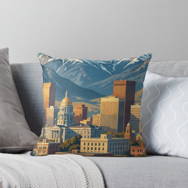 Item preview, Denver Colorado Vintage Travel Art – State Capitol & Rocky Mountains designed and sold by Bomax121.