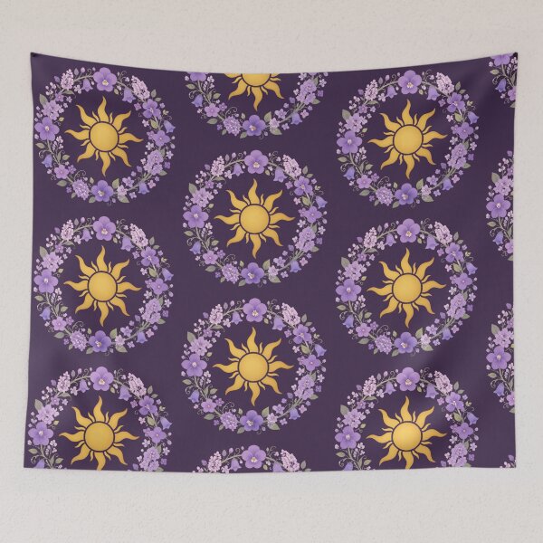 Item preview, Golden Sun and Purple Floral Wreath designed and sold by KomorebiFlora.