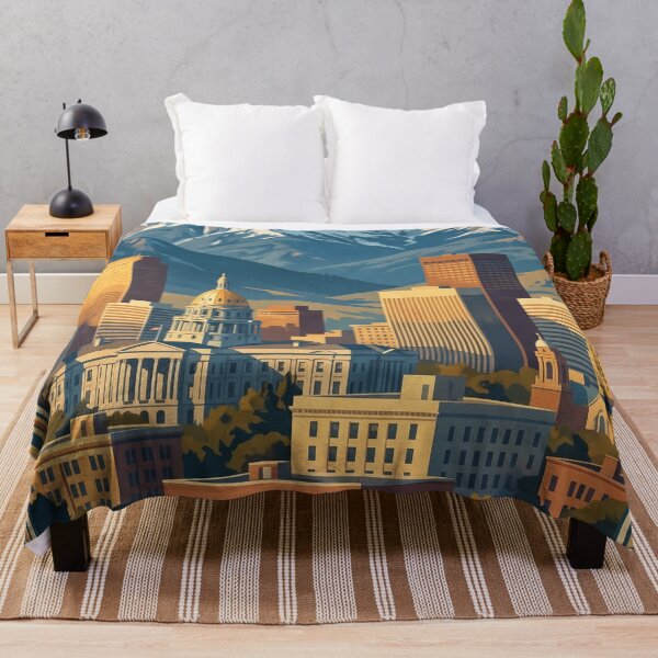 Item preview, Denver Colorado Vintage Travel Art – State Capitol & Rocky Mountains designed and sold by Bomax121.