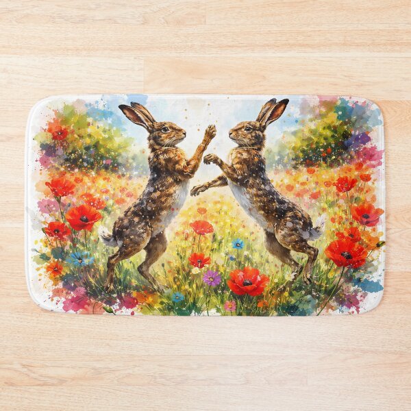 Item preview, Dancing Hares in Flower Field designed and sold by cuprum.