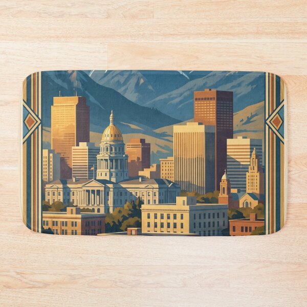 Item preview, Denver Colorado Vintage Travel Art – State Capitol & Rocky Mountains designed and sold by Bomax121.