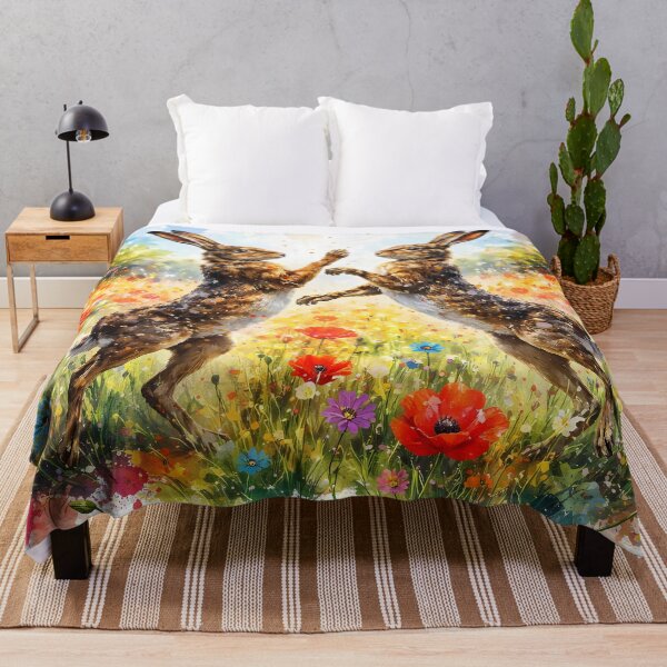Item preview, Dancing Hares in Flower Field designed and sold by cuprum.