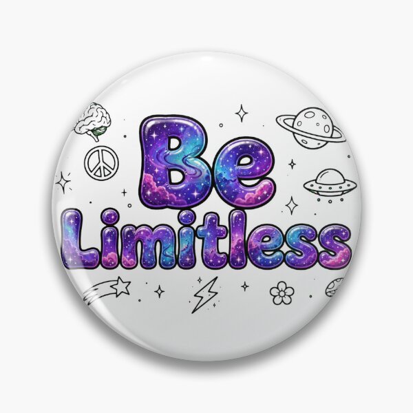Item preview, Be Limitless Cosmic Galaxy Nebula UFO Brain Peace Retro Typography Quote designed and sold by AuraVibesArts .