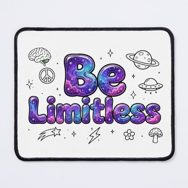 Item preview, Be Limitless Cosmic Galaxy Nebula UFO Brain Peace Retro Typography Quote designed and sold by AuraVibesArts .