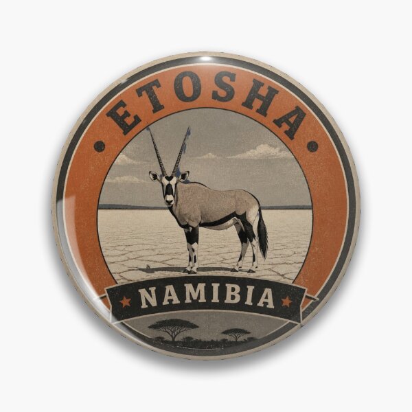 Item preview, Etosha Namibia Wildlife Travel Badge – Oryx on the Salt Pan designed and sold by The Digital Compass.