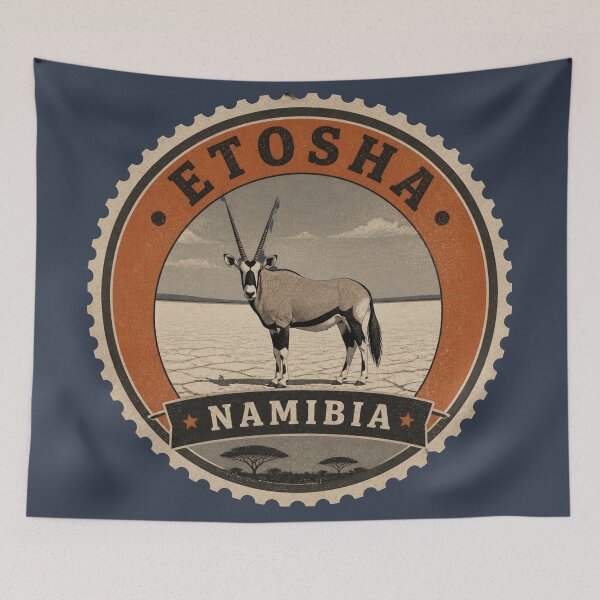 Item preview, Etosha Namibia Wildlife Travel Badge – Oryx on the Salt Pan designed and sold by The Digital Compass.
