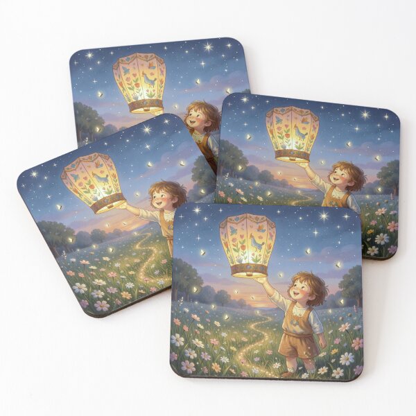 Item preview, Little Boy Releasing a Chinese Lantern in a Field designed and sold by Maria Dryfhout.