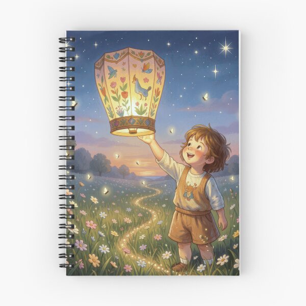 Item preview, Little Boy Releasing a Chinese Lantern in a Field designed and sold by Maria Dryfhout.