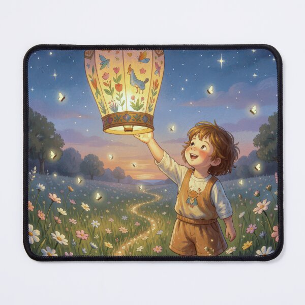 Item preview, Little Boy Releasing a Chinese Lantern in a Field designed and sold by Maria Dryfhout.