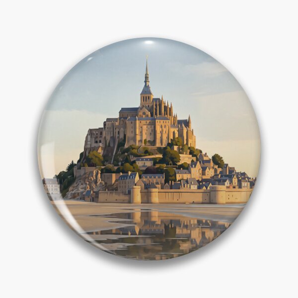 Item preview, Mont Saint-Michel France Vintage Travel Art – Medieval Abbey & Tidal Bay designed and sold by Bomax121.