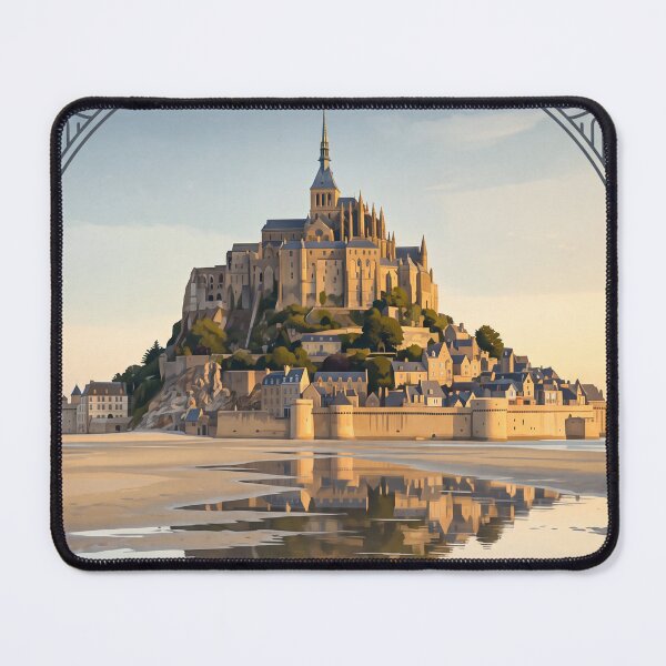 Item preview, Mont Saint-Michel France Vintage Travel Art – Medieval Abbey & Tidal Bay designed and sold by Bomax121.
