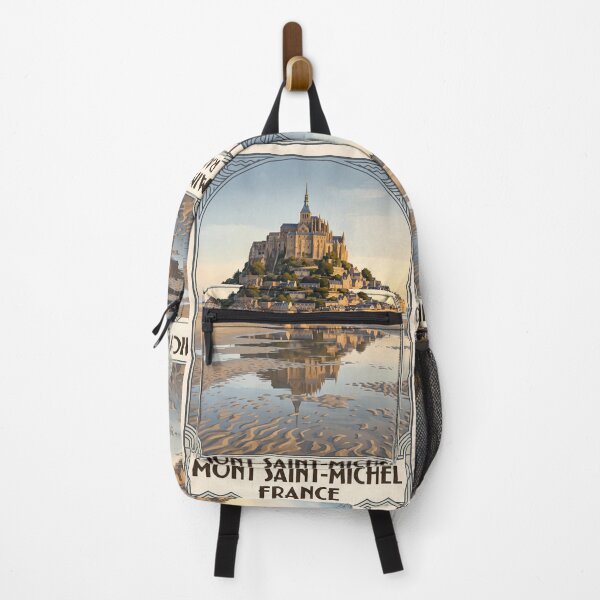 Item preview, Mont Saint-Michel France Vintage Travel Art – Medieval Abbey & Tidal Bay designed and sold by Bomax121.