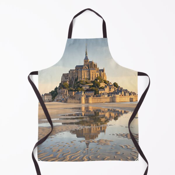 Item preview, Mont Saint-Michel France Vintage Travel Art – Medieval Abbey & Tidal Bay designed and sold by Bomax121.