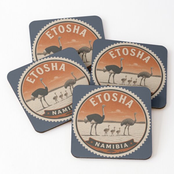 Item preview, Etosha Namibia Wildlife Travel Badge – Ostriches on the Salt Pan designed and sold by The Digital Compass.