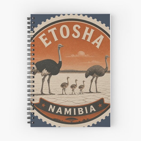 Item preview, Etosha Namibia Wildlife Travel Badge – Ostriches on the Salt Pan designed and sold by The Digital Compass.