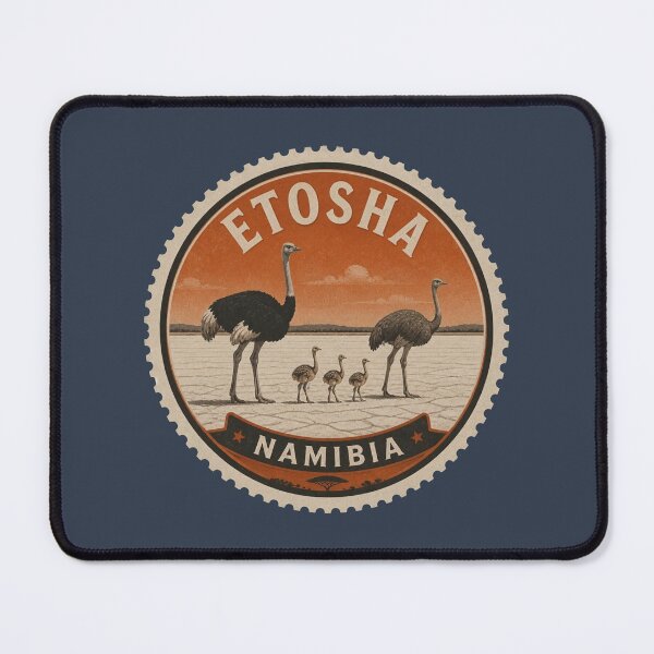 Item preview, Etosha Namibia Wildlife Travel Badge – Ostriches on the Salt Pan designed and sold by The Digital Compass.