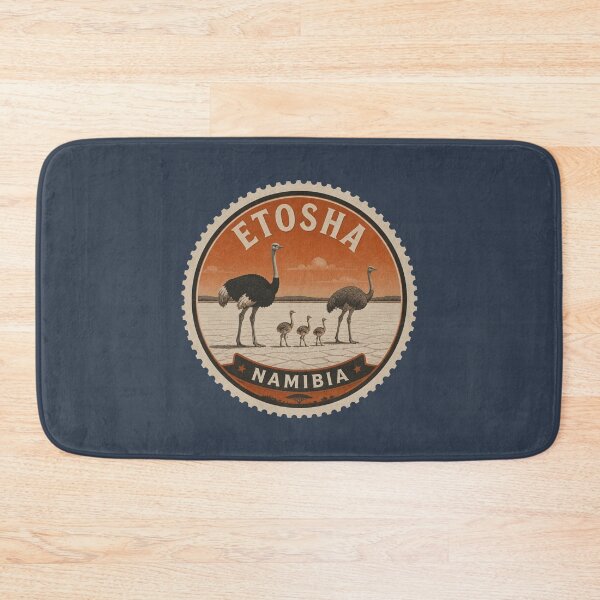Item preview, Etosha Namibia Wildlife Travel Badge – Ostriches on the Salt Pan designed and sold by The Digital Compass.