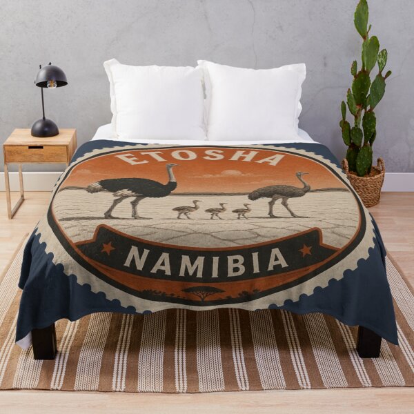 Item preview, Etosha Namibia Wildlife Travel Badge – Ostriches on the Salt Pan designed and sold by The Digital Compass.