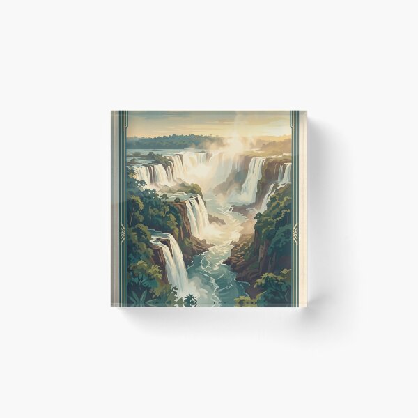 Item preview, Iguazu Falls Argentina Vintage Travel Art – Waterfalls & Rainforest designed and sold by Bomax121.