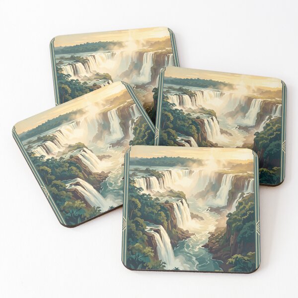 Item preview, Iguazu Falls Argentina Vintage Travel Art – Waterfalls & Rainforest designed and sold by Bomax121.