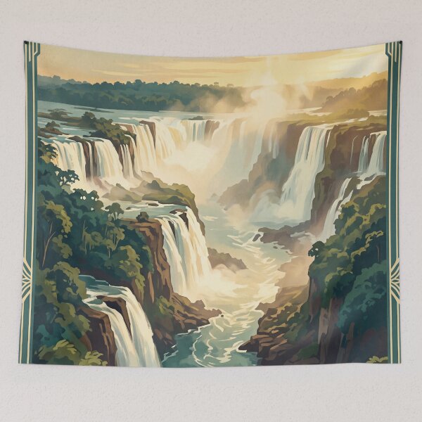 Item preview, Iguazu Falls Argentina Vintage Travel Art – Waterfalls & Rainforest designed and sold by Bomax121.