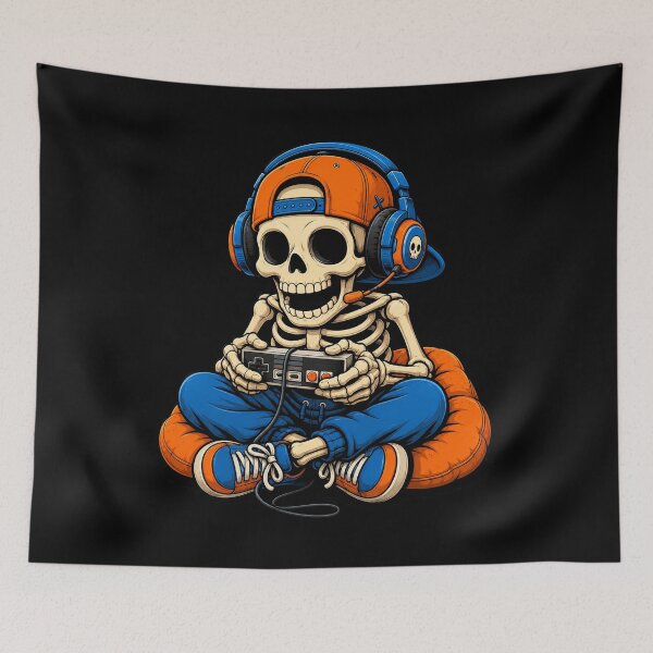 Item preview, Halloween Skeleton Gamer Video Gaming Funny Gaming Skeleton designed and sold by will freed18.