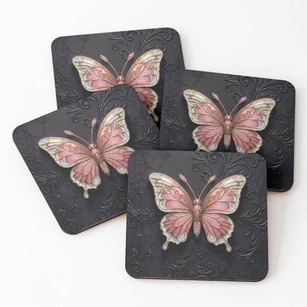 Item preview, Pastel Pink and Ivory Gothic Butterfly 3D Jewel Design designed and sold by LuisWorks.
