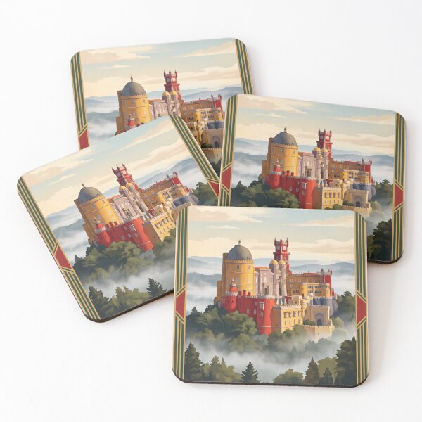 Item preview, Sintra Portugal Vintage Travel Art – Pena Palace & Misty Mountain Landscape designed and sold by Bomax121.