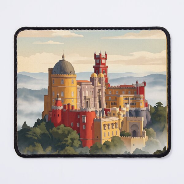 Item preview, Sintra Portugal Vintage Travel Art – Pena Palace & Misty Mountain Landscape designed and sold by Bomax121.