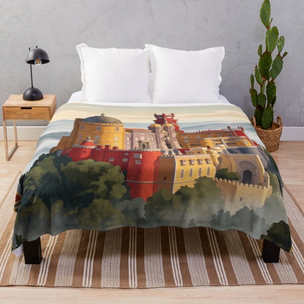 Item preview, Sintra Portugal Vintage Travel Art – Pena Palace & Misty Mountain Landscape designed and sold by Bomax121.