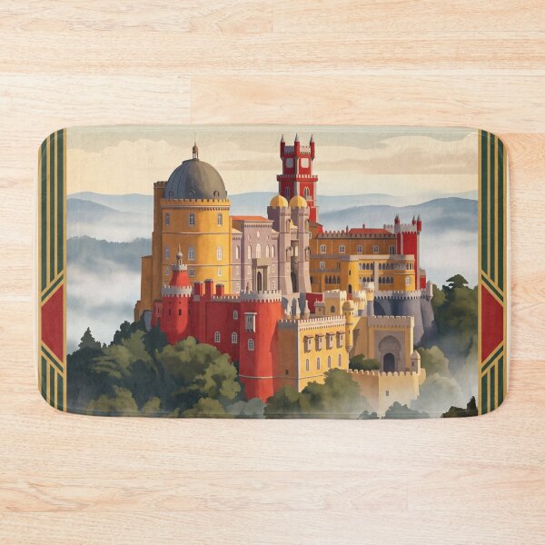 Item preview, Sintra Portugal Vintage Travel Art – Pena Palace & Misty Mountain Landscape designed and sold by Bomax121.