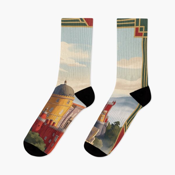 Item preview, Sintra Portugal Vintage Travel Art – Pena Palace & Misty Mountain Landscape designed and sold by Bomax121.