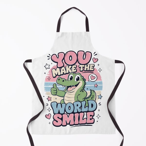 Item preview, You Make the World Smile Cute Crocodile Vintage Retro Cartoon Positive Quote designed and sold by will freed18.