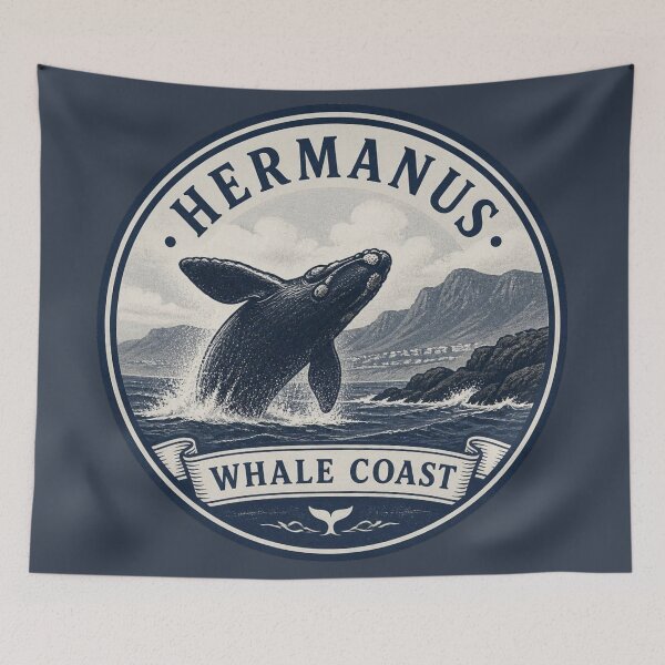Item preview, Hermanus Whale Coast Travel Badge – Breaching Whale designed and sold by The Digital Compass.