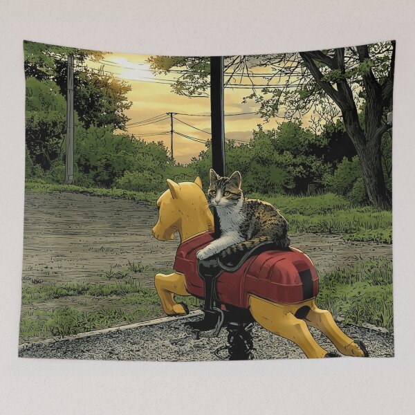 Item preview, Cat and toy horse. designed and sold by ArtifactsLab.